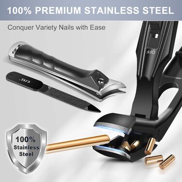 Нігтеріз для товстих нігтів з кутовим голівкою, з контейнером для збору обрізок, для чоловіків, професійний, срібний