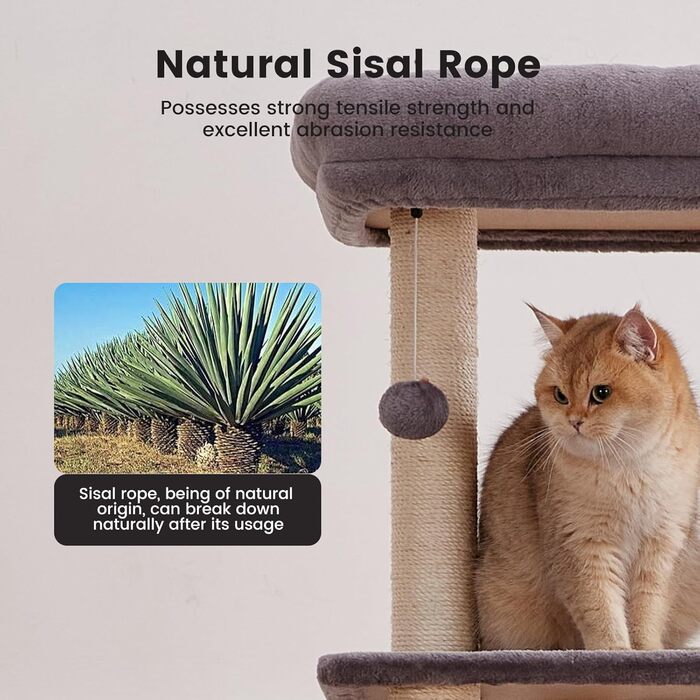 Кігтеточка-кімнатний комплекс Ґарднер Пет Катценбаум, 165 см, сіра. З платформами, кошиками та печерею для котів.