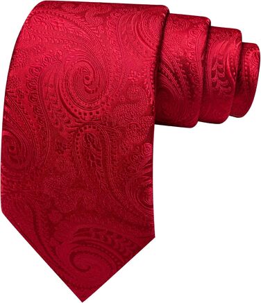 Краватка з шовковим візерунком пейслі, нагрудна хустинка та запонки, комплект 3 шт. Barry.Wang, червоний колір, для урочистих подій та весілля