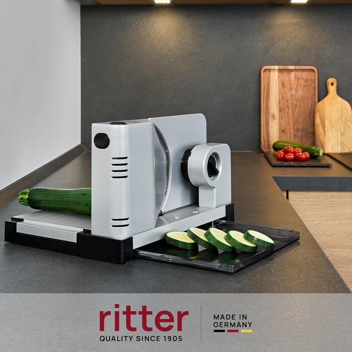 Електричний слайсер Ritter Allesschneider Icaro 7, сріблястий металік, Made in Germany