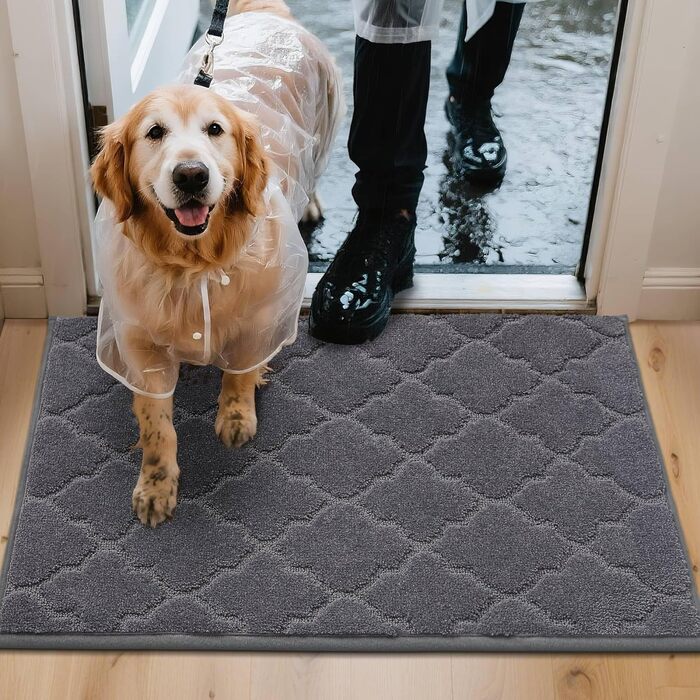 Килимок придверний COSY HOMEER 50x80 см сірий, антиковзний, вологостійкий, для кухні, коридору, тераси - машинне прання