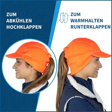 TrailHeads Fleece Sport Mütze Damen - Флісова спортивна шапка для жінок з отвором для хвостика, зимова шапка з світловідбиваючим краєм, універсальний розмір (Hunter Orange)