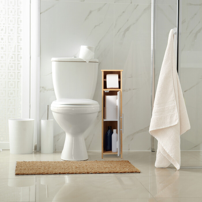 Relaxdays freestanding toilet paper holder, wood-look