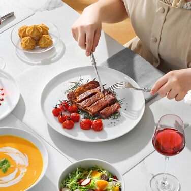 MALACASA Набір посуду Tafelservice 6 Personen, 18-Piece Porcelain Dinnerware Set White, Серія LEXI (білий, 48 предметів)