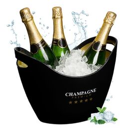 Relaxdays 8L Champagne Cooler in Black/Gold
