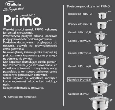 Каструля традиційна Galicja Primo, 3,4 л