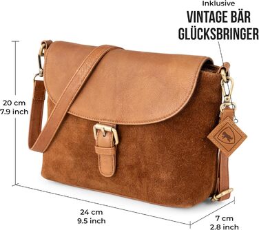 Сумка через плече Berliner Bags Catalina Vintage з натуральної шкіри коньякового кольору для жінок. Компактна крос-боді сумка з магнітною застібкою.