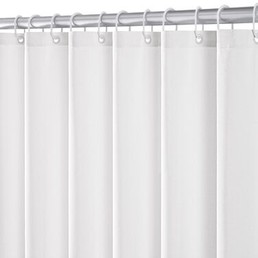 Штора для душу MIULEE 120x200 см, біла, поліестер, водонепроникна, антигрибкова, з кільцями - для ванної кімнати