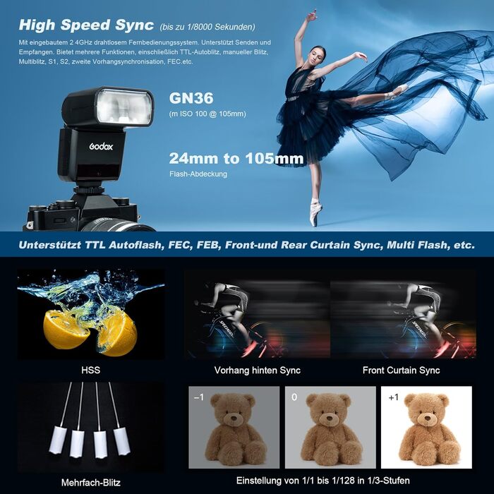 Спалахувач Godox TT350S для Nikon з радіосинхронізацією 2.4G X System, 1/8000s HSS, Li-Ion акумулятор 2500mAh