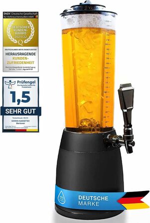 4.0L Beer Tower Draft Tower Kult Beer Tower Drinking Tower Beverage Dispenser Beverage Tower with 1.3L Ice Cooling (1x Beer Tower Black)