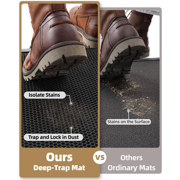 Килимок для дому та вулиці COLOR&GEOMETRY 43x76 см - антиковзаюча, легко миється, для входу, сірий/чорний