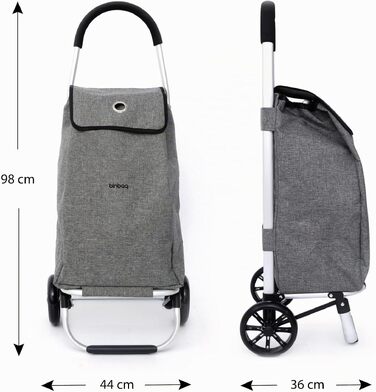 Складаний візок-шопер blnbag Shopper T1 для покупок, легкий екіпаж з алюмінієвим каркасом та сумкою на колесах, 49 л, висота 98 см