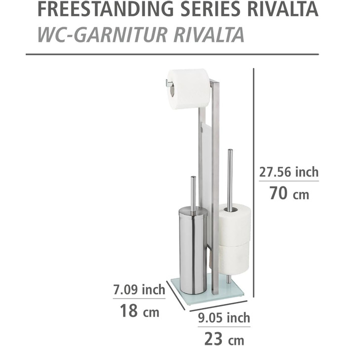 Набір для туалету WENKO Rivalta: настінний, з матової сталі, скло, чорний