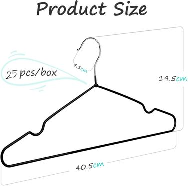 25 шт. Плечики для одягу Rainberg: міцні, гумовані, для шафи та вішалок, чорні