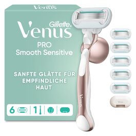 Жіноча бритва Gillette Venus Pro Smooth Sensitive для чутливої шкіри, металева, Rosegold (рожеве золото) + 6 змінних касет