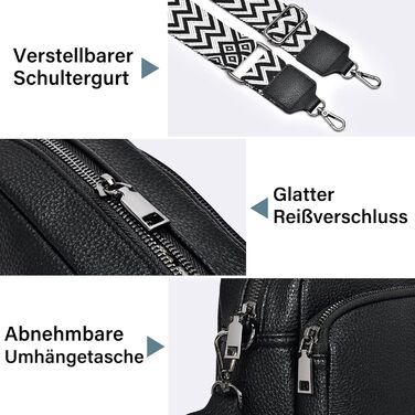 Сумка жіноча через плече крос-боді з PU шкіри, чорна - стильна маленька сумка з регульованим ремінцем