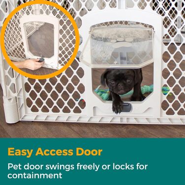 Laufstall для собак North States MYPET Petyard, 6 панелей, 66 см, розкладний, для дому та вулиці, сірий (Feldstone)