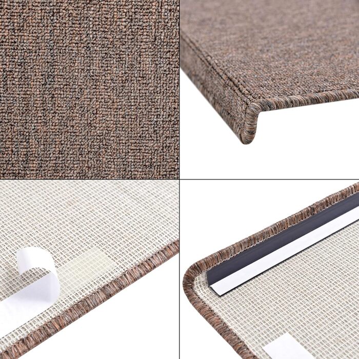 Набори килимків на сходи [en.casa] 15 шт. 65 x 24 см, самоклеючі, коричневі