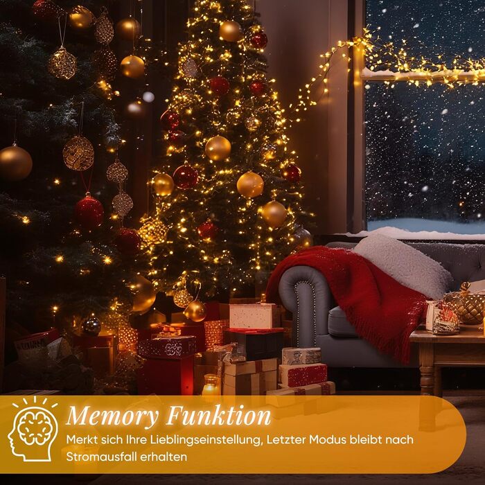 SALCAR LED Ліхтарна гірлянда на мідному дроті, 1000 LED, 8 режимів, вологостійка, для прикраси кімнат, ялинок, саду, вечірок, весіль, тепле біле світло, 100 м