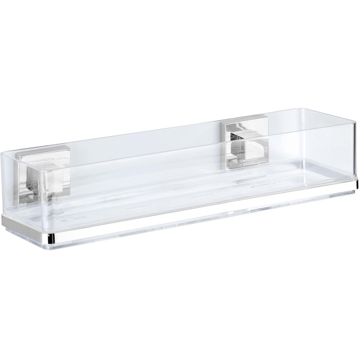 WENKO Vacuum-Loc Bathroom Wall Shelf Quadro Maxi, 2 tiers, with removable bowl, mounting without drilling, stainless steel/plastic, 38.5 x 8.5 x 14.5 cm