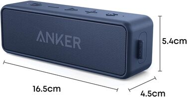 Портативна Bluetooth колонка Anker SoundCore 2 - блакитна, 24 год роботи, IPX7, потужний бас