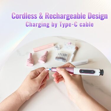 Електричний фрезер для нігтів Denabuty DN-2502Z Violett: 12-в-1, USB, 5 швидкостей, манікюр/педикюр