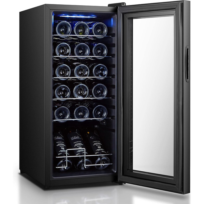 Витримайте вино з комфортом: Витриманий винний холодильник HEINRICHS 50L (18 пляшок) з LED-підсвіткою та сенсорним керуванням
