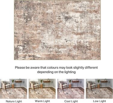 BEIMO Килим для вітальні, абстрактний дизайн, короткий ворс, 120x170 см, антиковзаючі, для спальні, ванної кімнати, їдальні, коридору, бежевий