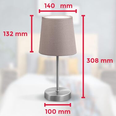 Вінтажна настільна лампа B.K.Licht з абажуром з тканини, 33x20 см (Taupe)