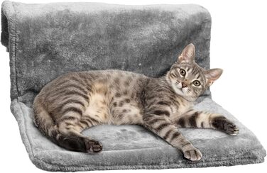 Navaris Cat Bed Heater - Heating Mat for Cats - Cat Heating Bed - Cat Bed with Heater - Cat Basket Heater - For Cats up to 15 kg - Cat Hammock Heater - (Dark Grey)