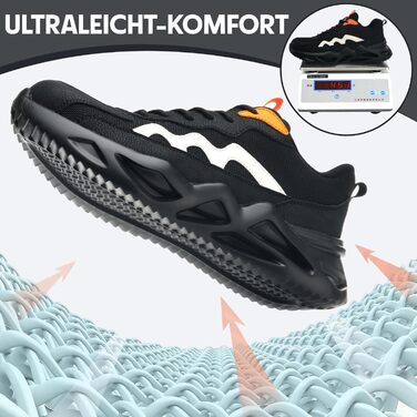 Черевики робочі чоловічі/жіночі. Легкі спортивні захисні черевики з металевим підноском. Дихаючі, неслизькі. Розміри EU 37-46 (40 EU, чорний)