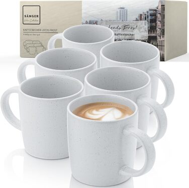 Набір посуду SÄNGER Steingut 12 предметів: 4 великі тарілки, 4 десертні тарілки, 4 глибокі тарілки, набір посуду для 4 осіб, кольоровий, стійкий до подряпин, VALUE COLLECTION (6 чашок для кави Leeds Frost)