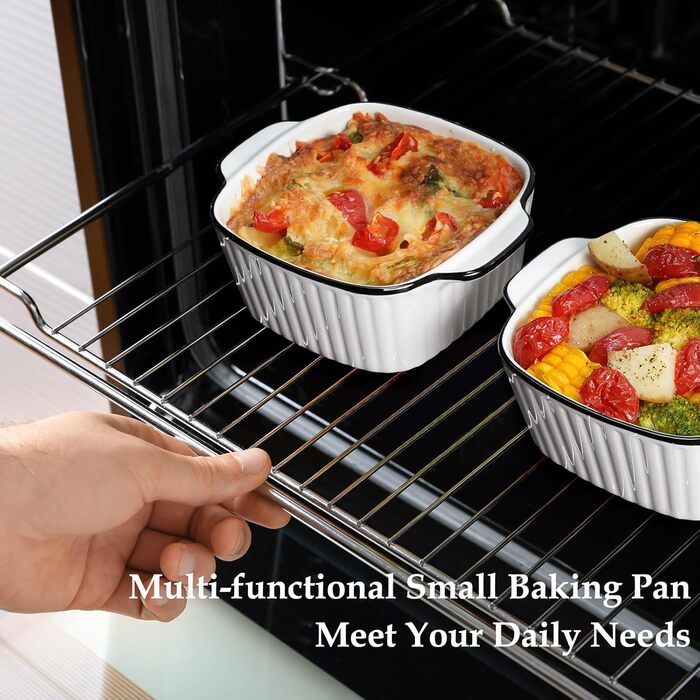 Набір форм для запікання NUTRIUPS 400мл (4 шт.), кераміка, 14.5 x 11.5 x 5.5 см. Квадратні форми для випічки, фритюрниці, духовки та мікрохвильовки. Зеркальне покриття