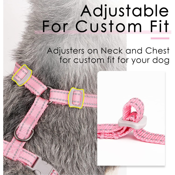 Шлейка для собак ThinkPet No-Pull, дихаюча, для малих, середніх та великих собак, регульована, м'яка, для прогулянок, безпечна, з контролем, з підкладкою, світловідбиваюча (Рожева, M, 1 шт.)