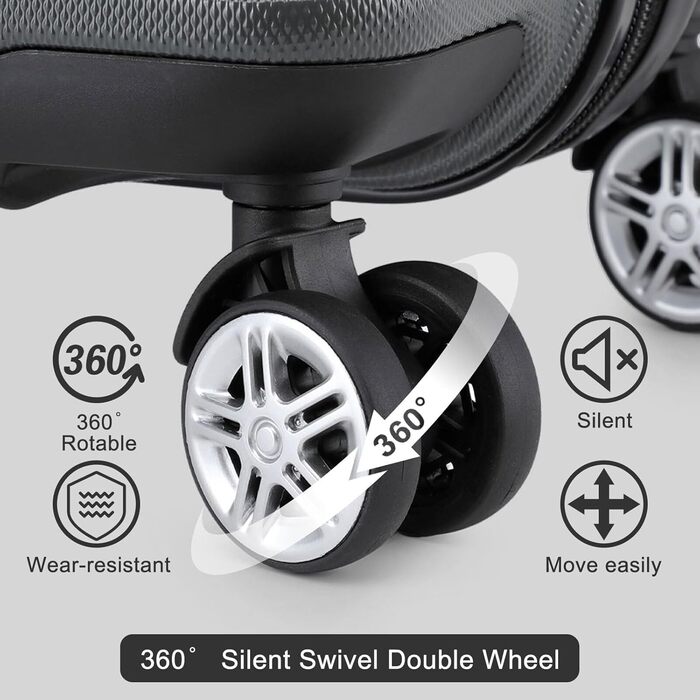 Валіза KONO 24 дюйми з TSA-замком, 4 колеса, ABS, 65×44×25.5 см, кремово-білий (сірий), 3-частинний набір