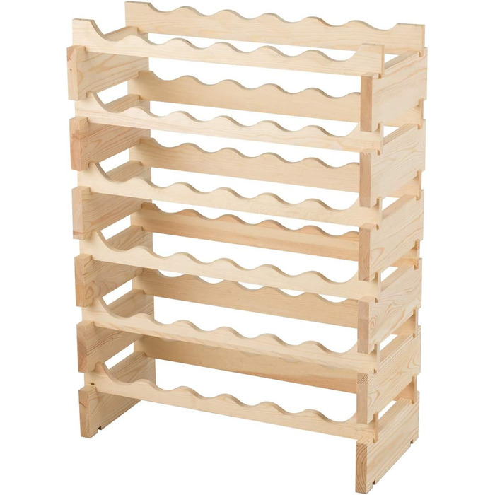 COSTWAY Wooden Wine Rack, Stackable, Bottle Rack for 36 Bottles, Wine Stand with 6 Levels, Wooden Shelf, Bottle Holder for Kitchen, Dining Room, Bar, Cellar, 63 x 28 x 85 cm