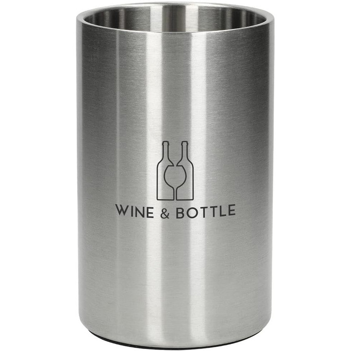 Охолоджувач для пляшок 'Chill' - сталевий, з подвійними стінками. Підходить для вина, шампанського, пива. Чудовий подарунок для поціновувачів вина, друзів, батьків. Колір: сріблястий (чорний)
