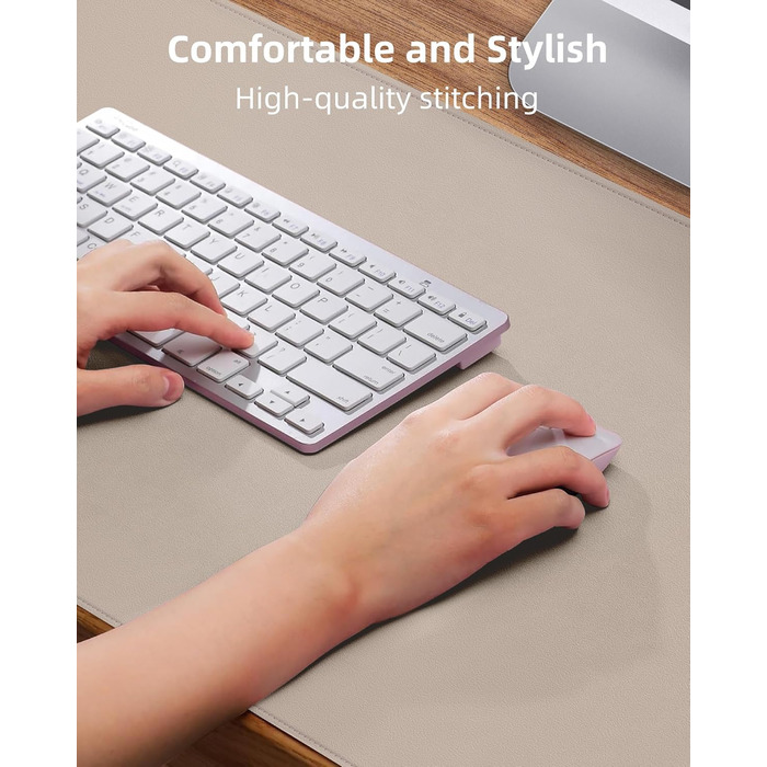 Підкладка на стіл для миші та ноутбука зі шкіри, бежева 90x43 см - захист столу для офісу та дому