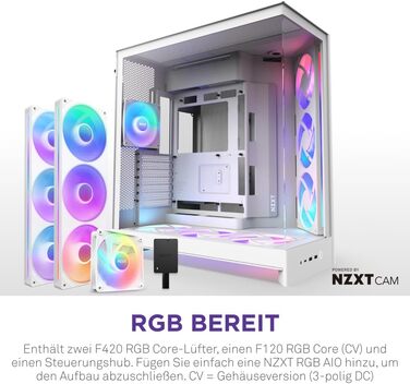 Корпус ПК NZXT H9 Flow (2025) – великий Mid-Tower з двома камерами та покращеною вентиляцією – 3 x 140мм та 1 x 120мм вентилятори, підтримка радіатора 420мм, загартоване скло, Back-Connect, Flow RGB Plus 2025, білий колір