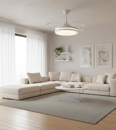 Вентилятор стельовий Bel Air Asgard 108 см з LED, DC-мотор, пульт, 3 режими, білий MINI