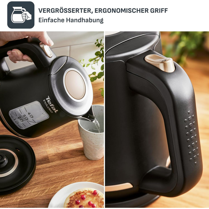 Електричний чайник Tefal Includeo KI5338, 1 л, 2400 Вт, чорний