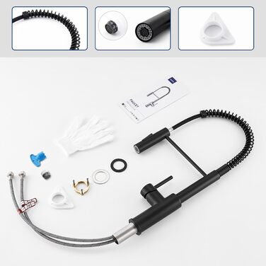 Змішувач кухонний CECIPA з витяжною лійкою, чорний, нержавіюча сталь, 360° обертання, 2 режими струменя