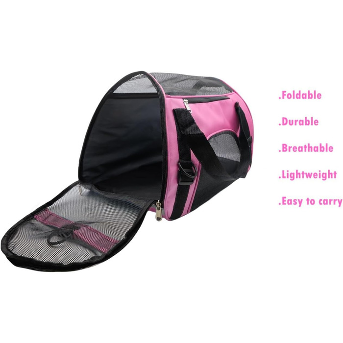 Транспортна сумка для тварин, схвалена авіакомпаніями, для середніх та маленьких котів, цуценят, кошенят, собак/котів, сумка для подорожей з тваринами (рожева, M)