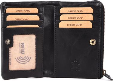 Benthill Small Wallet Genuine Leather - Women's Wallet with RFID Protection - 6 Card Slots - Slim Wallet including Gift Box, Color: Black