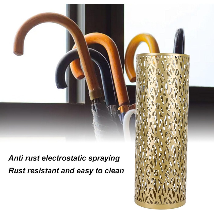 Металевий підставка для парасольки Topiky, кругла, золота, 15x10,5 см