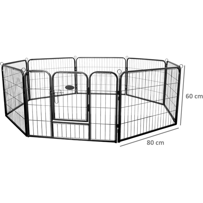 Zelsius: Вольєр для цуценят Rocky зі сталі, сірий | 80 x 60 см | Навчальний загін для собак, котів, кроликів