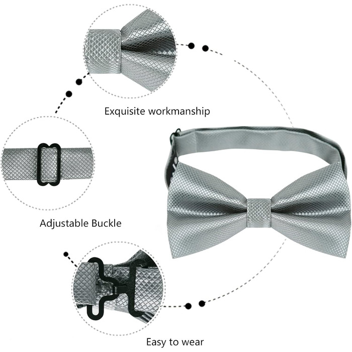 Набір аксесуарів для чоловіків Alizeal: краватка-метелик, запонки та хустинка (світло-сірий)