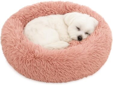 Кругле ліжко для собак та котів Flamingo, м'яке, з подушкою, діаметр 55 см, рожеве, 55x55x12 см