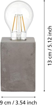 Настільна лампа EGLO Prestwick: вінтажний стиль, індустріальний дизайн, бетон, сірий колір, з вимикачем, патрон E27