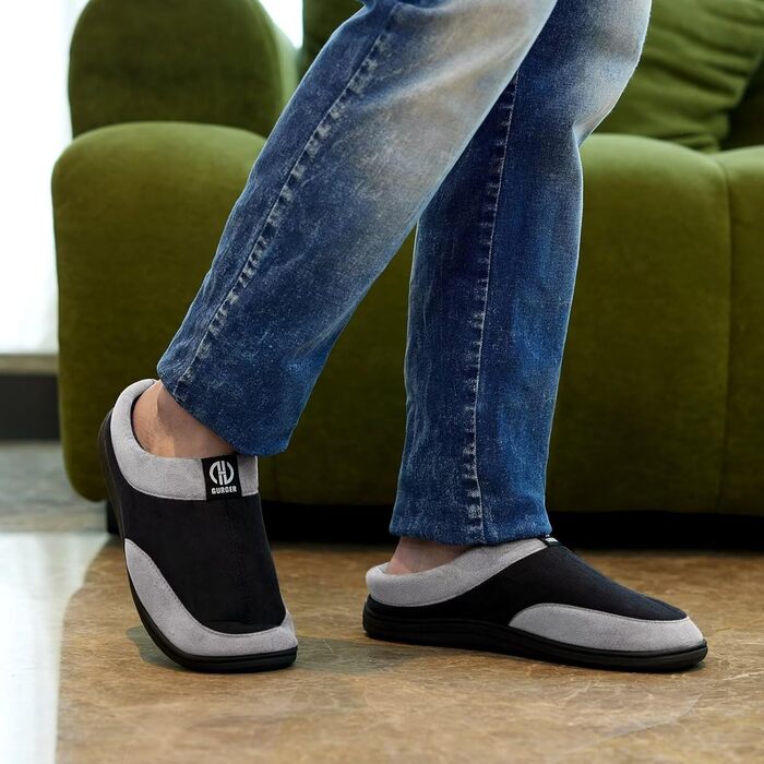 Чоловічі халапи з піною Memory Foam, антиковзкі тапочки для дому та вулиці, розмір 40-51, 44/45 EU, чорний